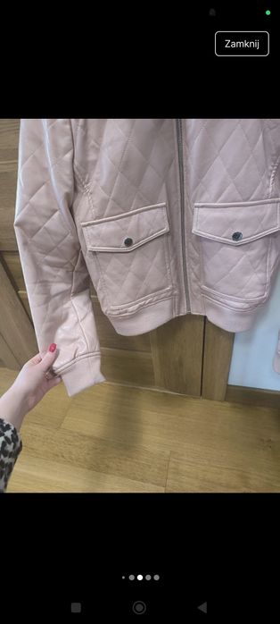 Kurtka pikowana skórzana pudrowy róż Michael Kors