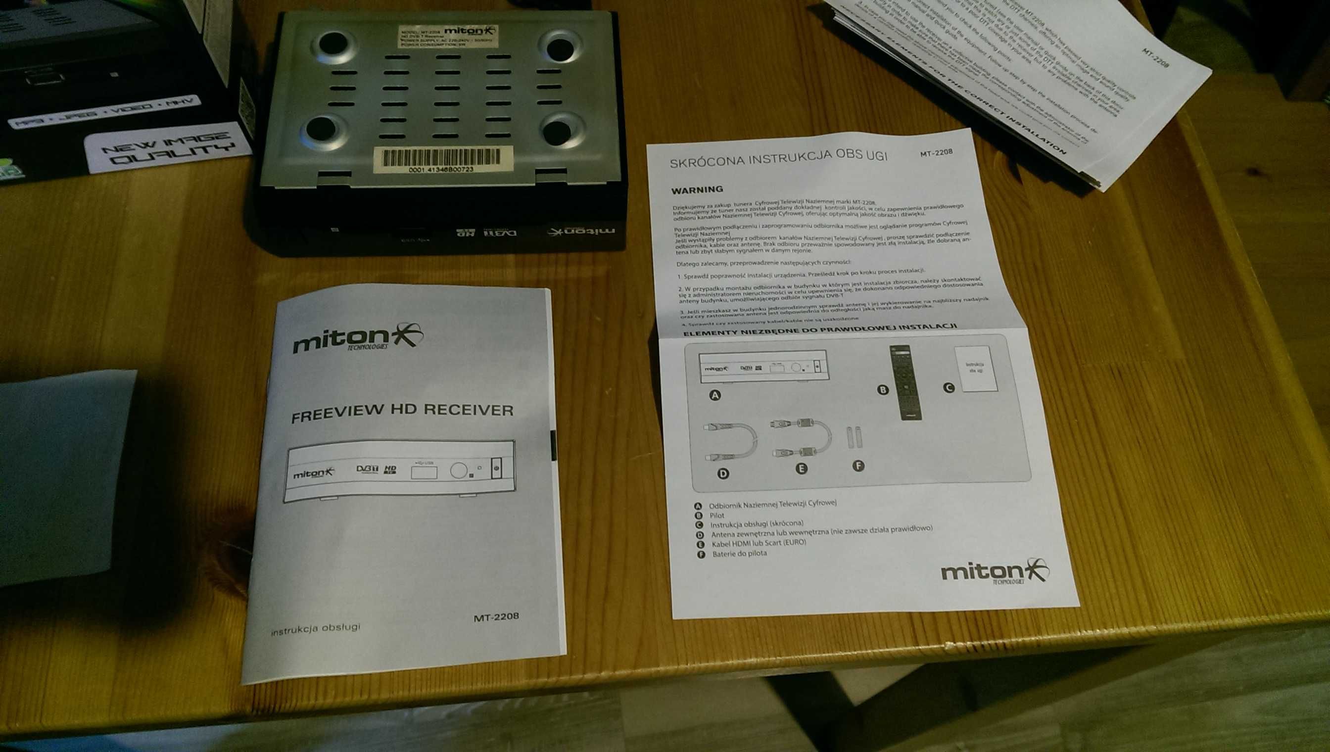 Cyfrowy Tuner MITON MINI MT-2208 Do TV naziemnej DVB-T, bez pilota;