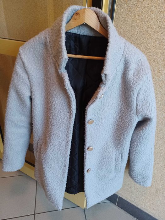 Szary jesienno- zimowy Płaszcz ocieplany marki Made In Italy rozmiar S