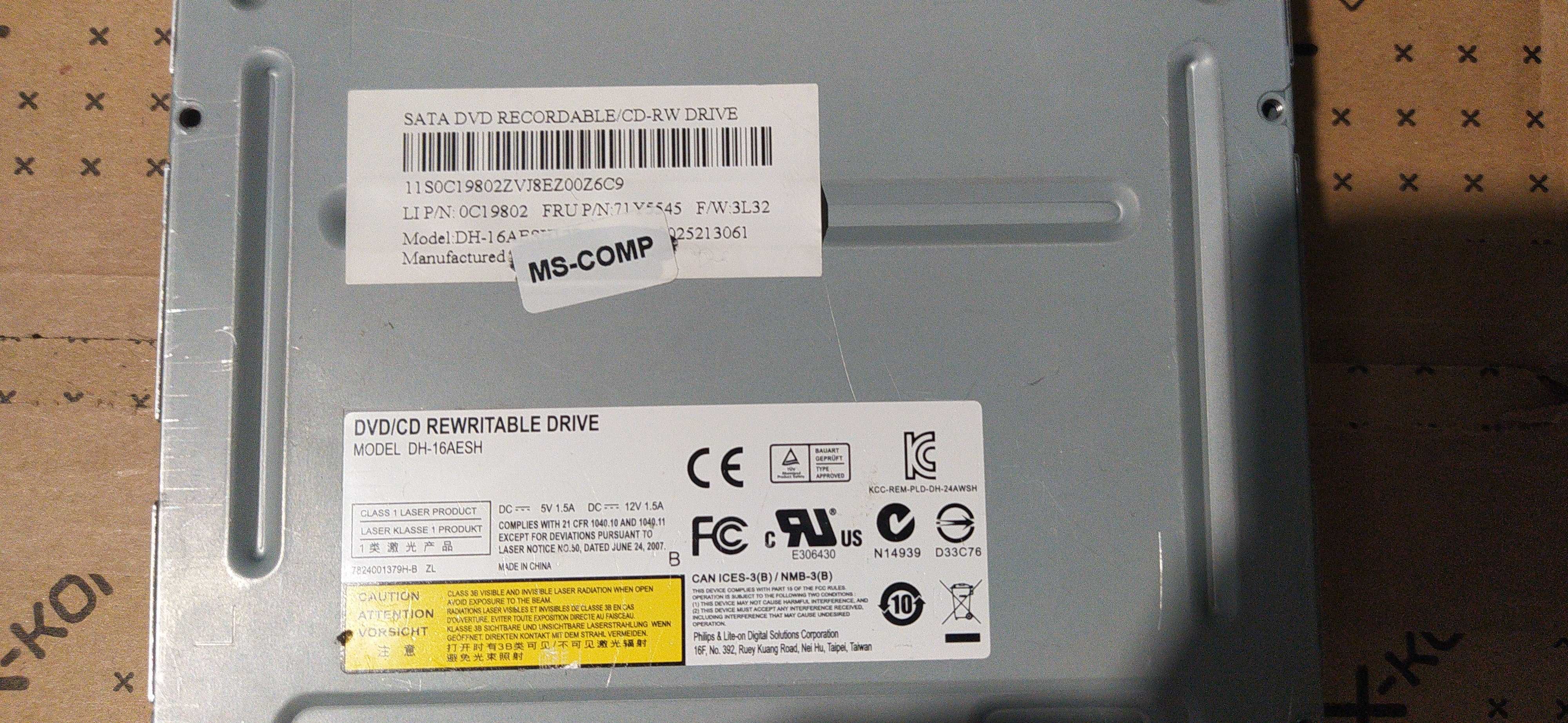 Jak nowy! Sata Napęd DVD/CD Rewritable Drive DH-16AESH Czarny