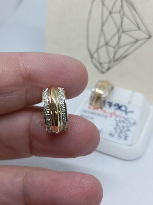 Złote kolczyki z diamentami, złoto 585