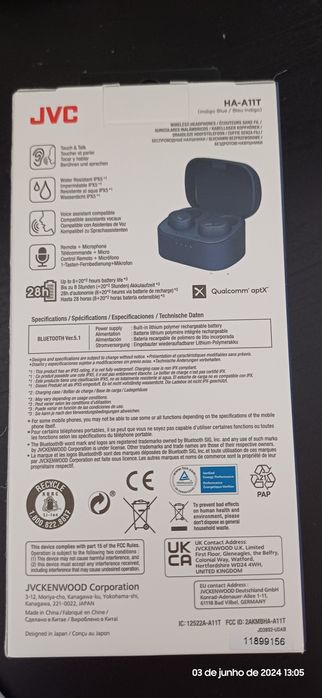 Auscultadores - Fones JVC - NOVO