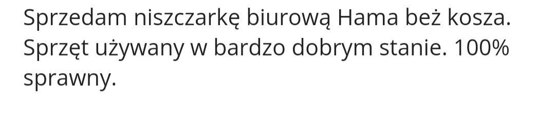 Sprzedam niszczarkę biurową Hama