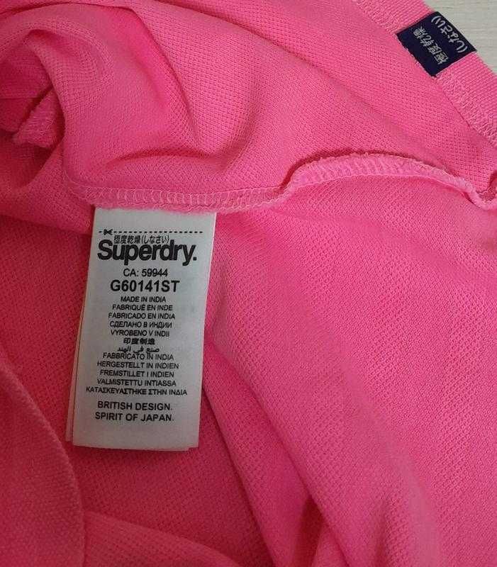 Ярчайшая хлопковая футболка поло розового цвета superdry made in india