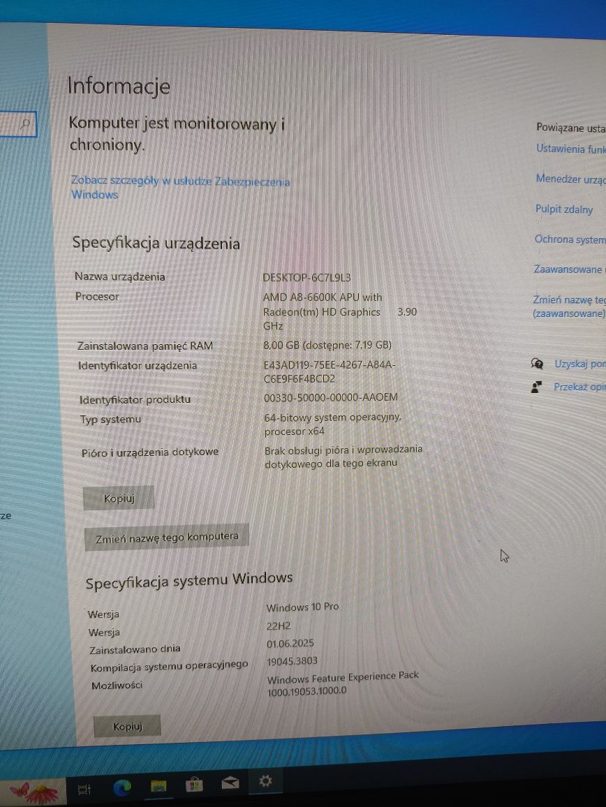Komputer stacjonarny. Zestaw