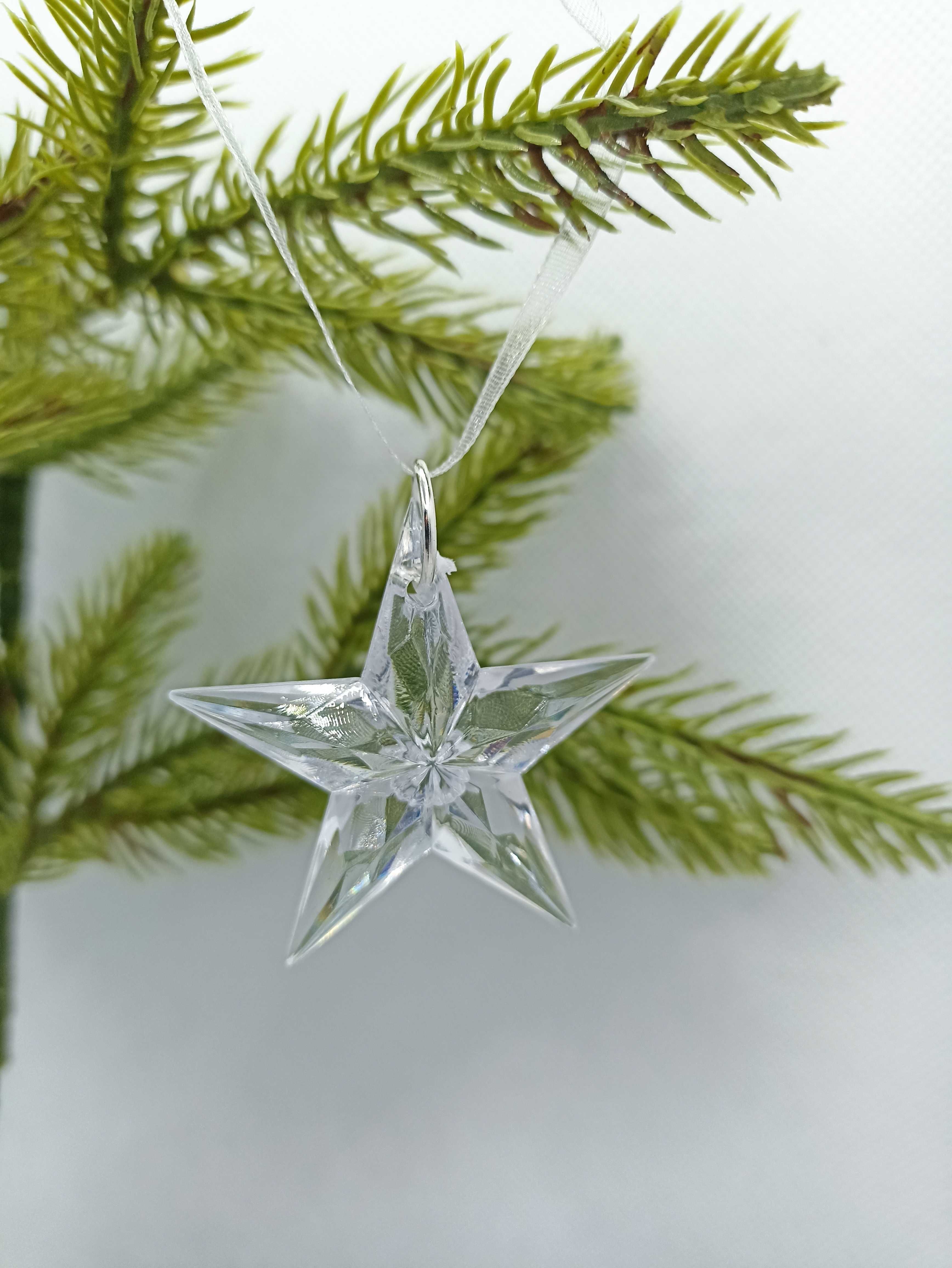 Zestaw 3 gwiazdek świątecznych na choinkę gwiazdki akrylowe