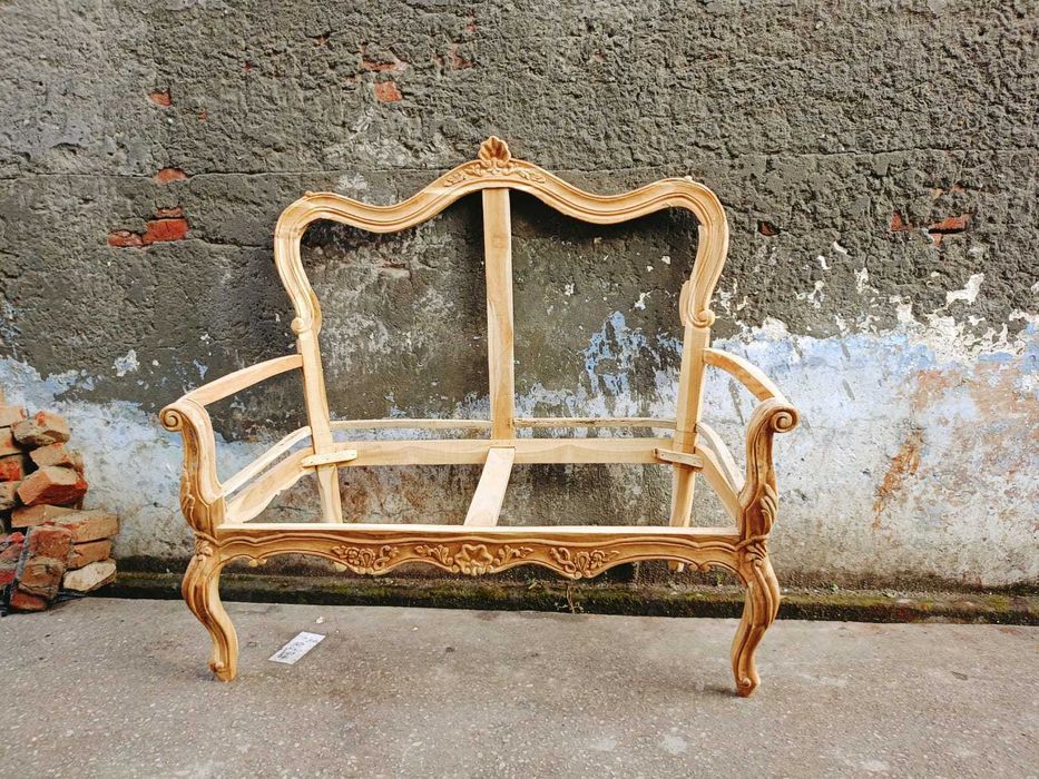 Nowy komplet wypoczynek kanapa z fotelami włoski styl drewno tekowe