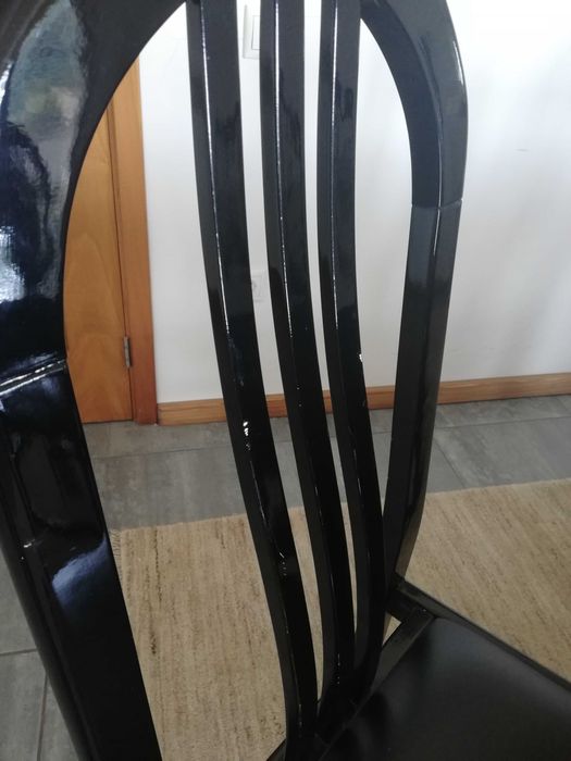 Mesa madeira vidro e 6 cadeiras