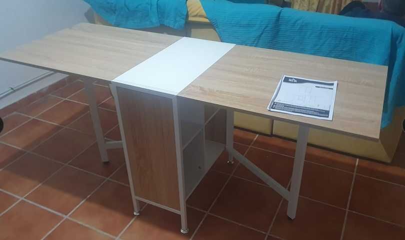 Mesa de sala ou cozinha espaços pequenos dobrável extensível arrumação