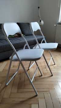 2 krzesła JYSK biale stan idealny skladane krzeslo JYSK