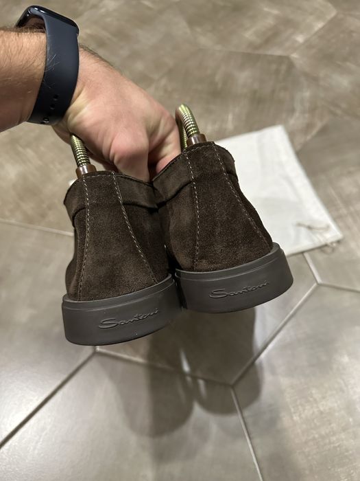 Замшевые лоферы Santoni