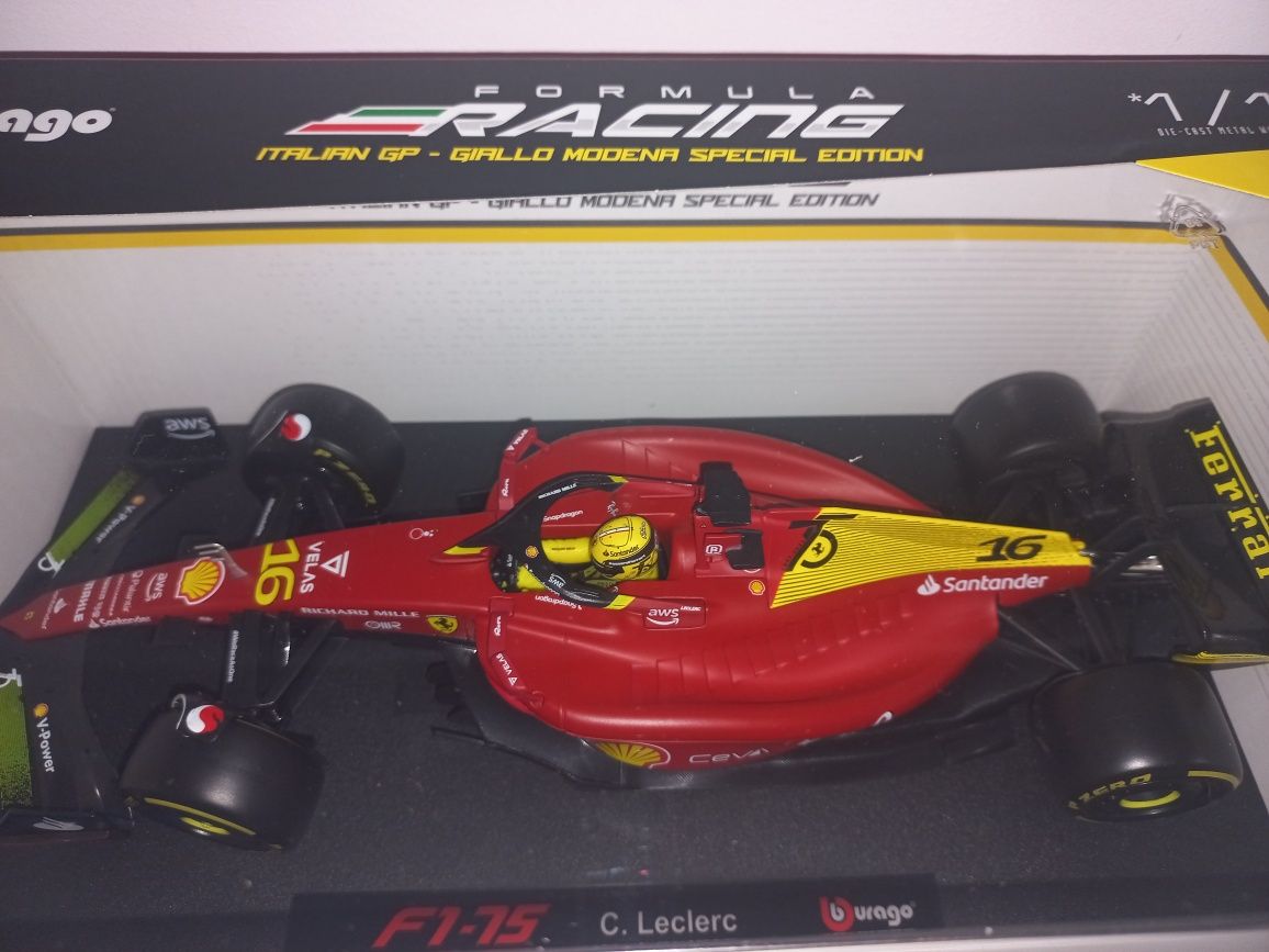 Bburago bolid F1 Ferrari F1-75 Italian GP, Charles Leclerc, skala 1:18