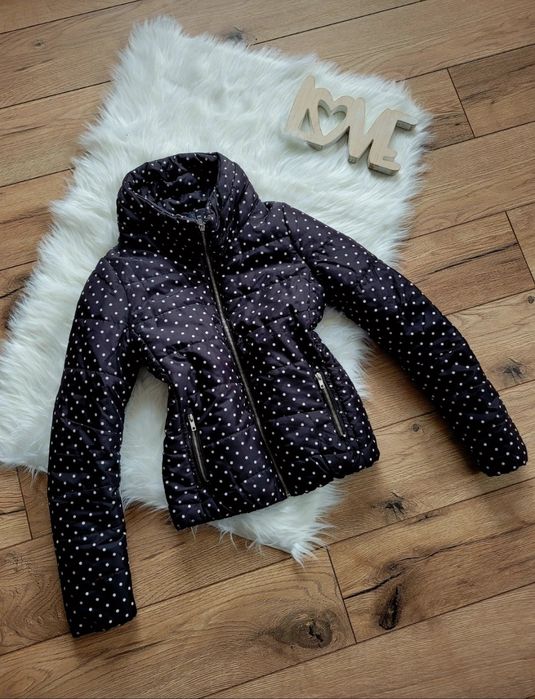 Czarna kurtka w kropki kurtka w groszkiki xs