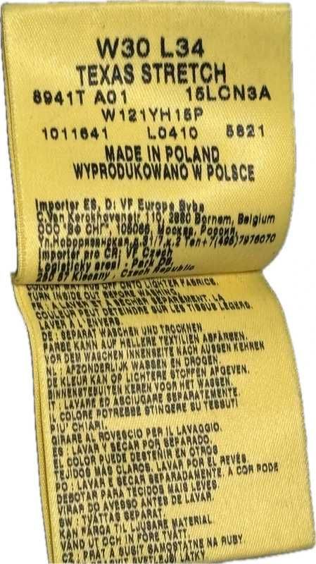 Wrangler Texas Stretch W30 L34 męskie niebieskie jeansy