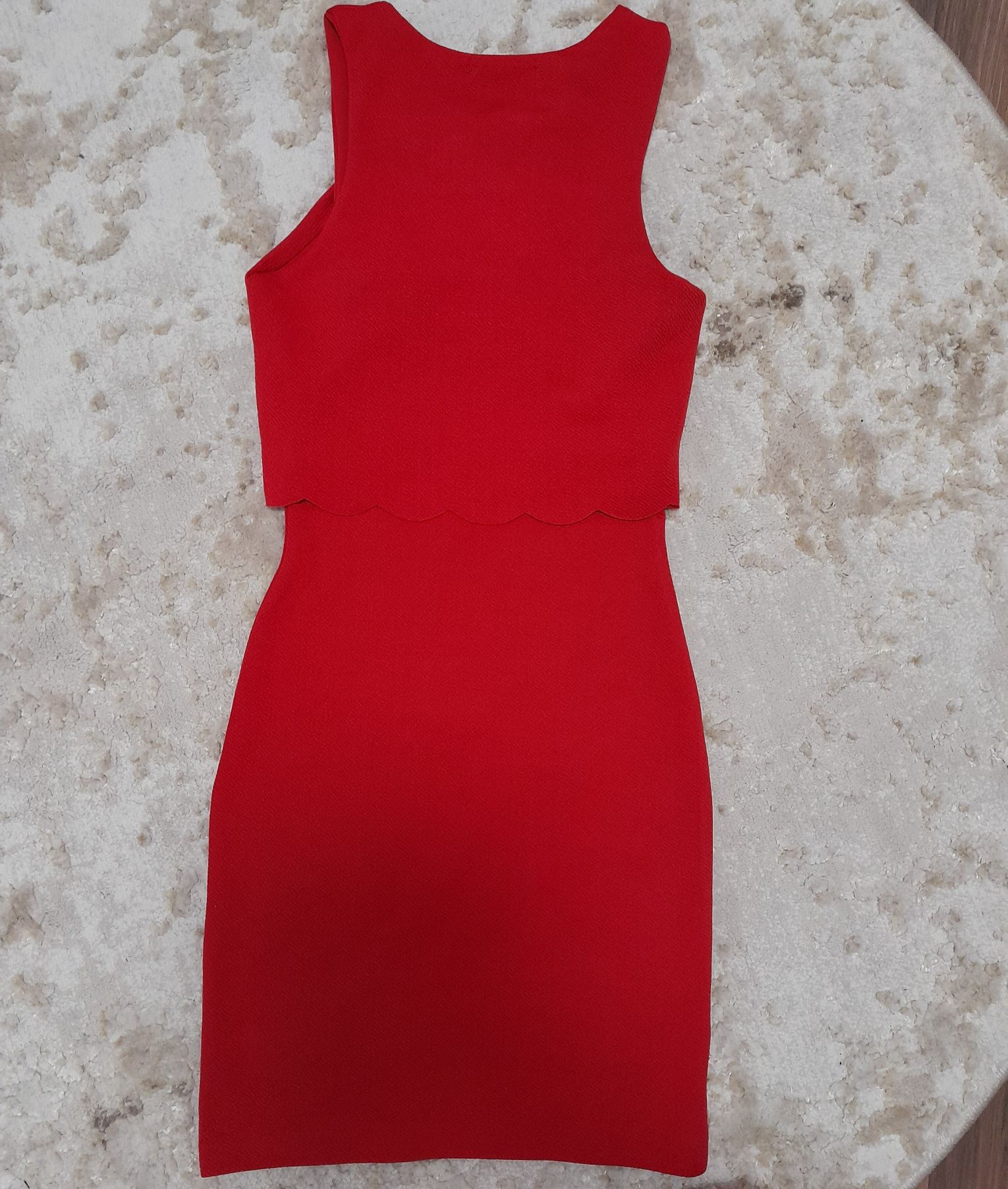 Sukienka czerwona falbanki podkreślająca sexy kobieca xs xxs