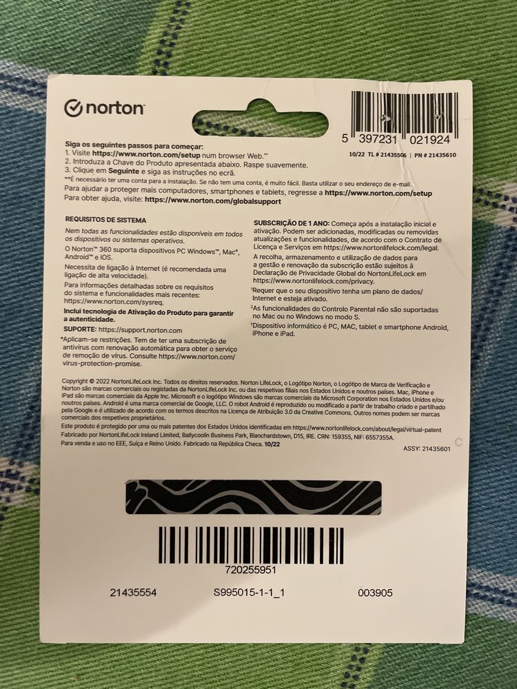Norton 360 antivirus validade 1 ano 20 dispositivos