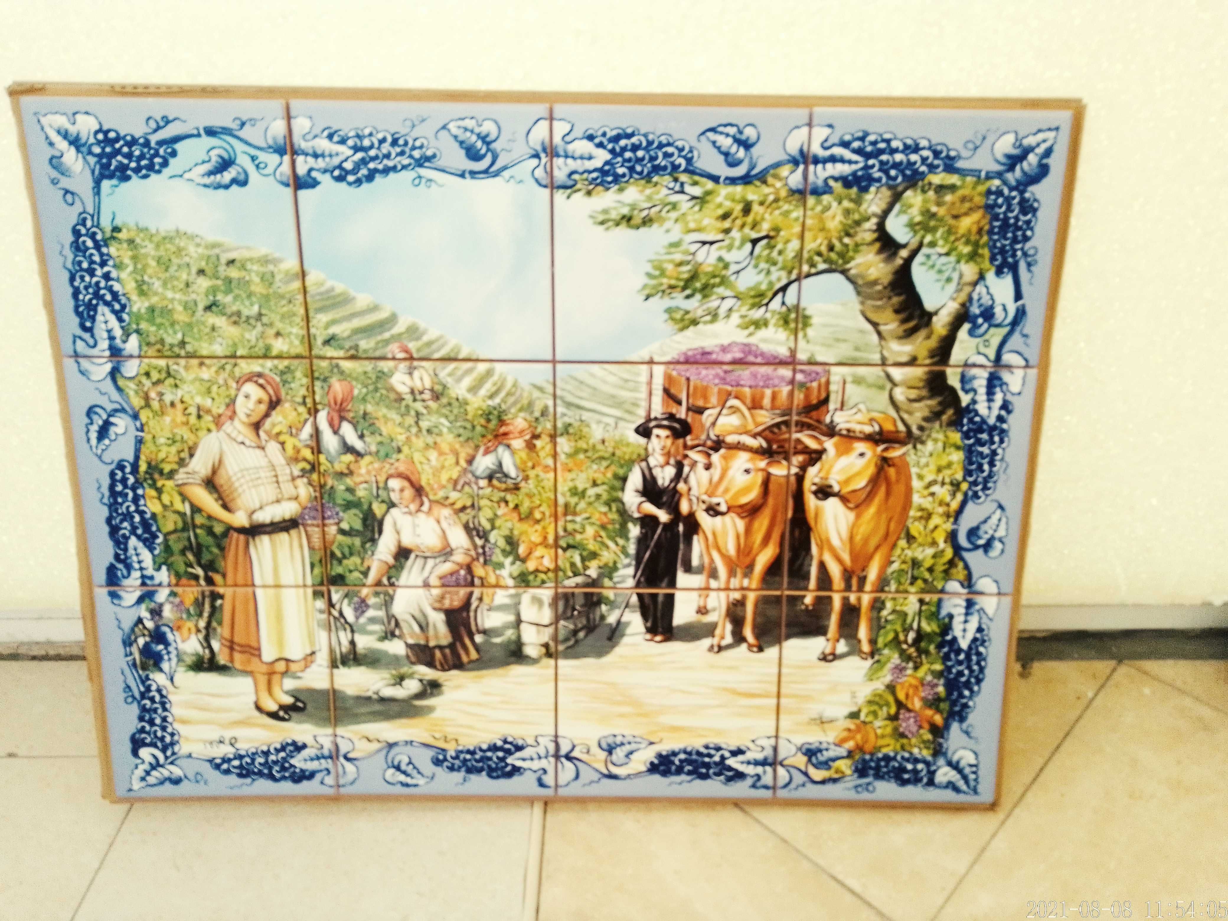 Painéis de AZULEJOS Socalcos do Douro Vinha Vindimas Vinho Porto Cacho