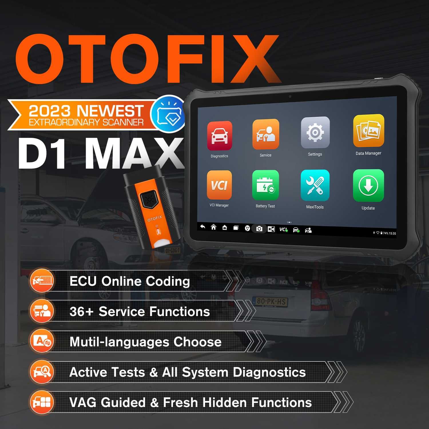 Autel OTOFIX D1 MAX KIT Máq Diagnóstico OBD 40 Funções Oficinas (NOVO)