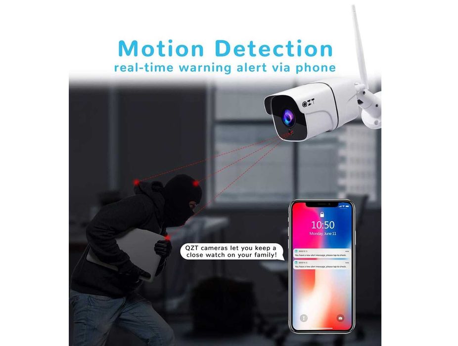 Наружная камера наблюдения 1080p, WiFi Ethernet, питание 12V, алюминий