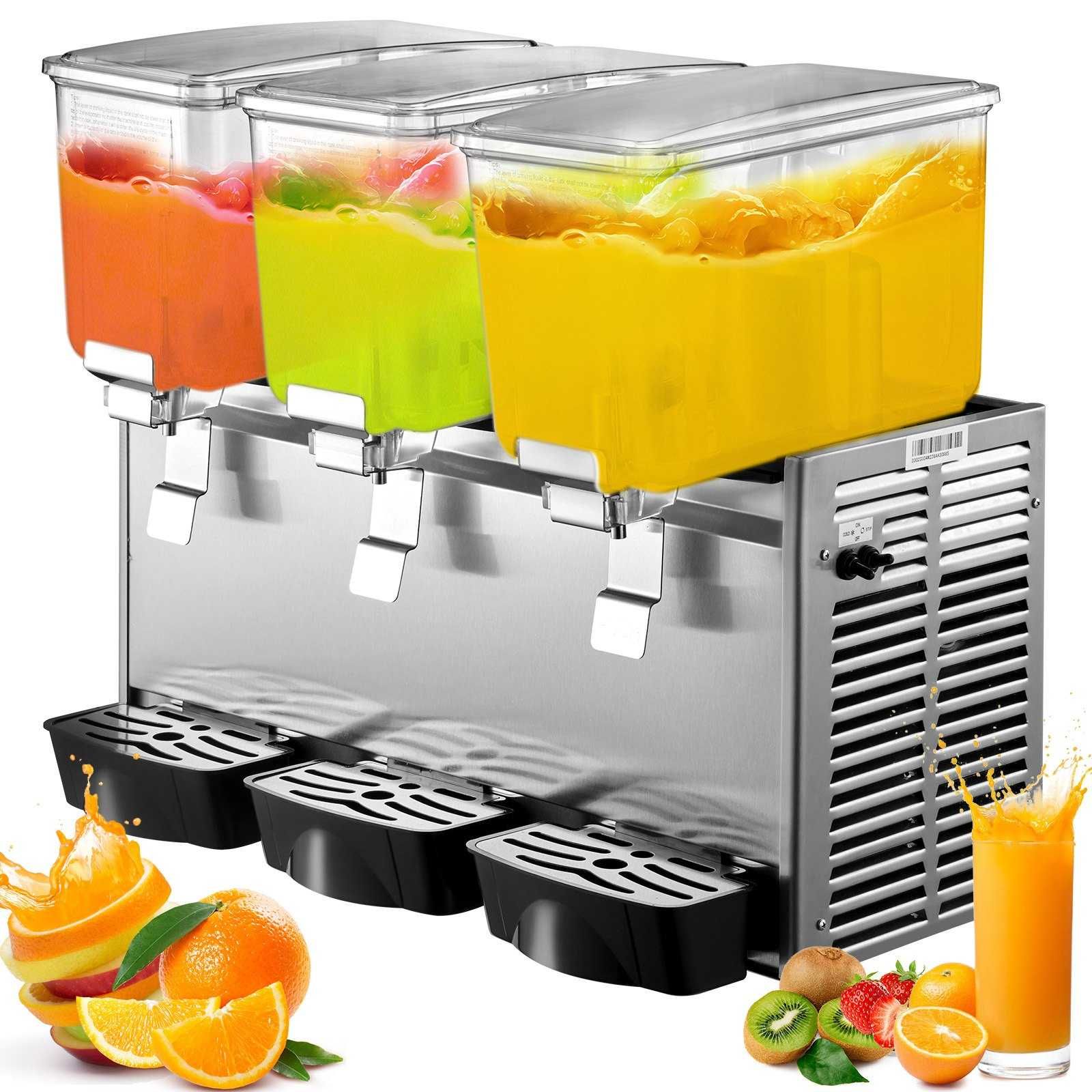 Distribuidores de bebidas para sumo de frutas aço inoxidável 3 tanques