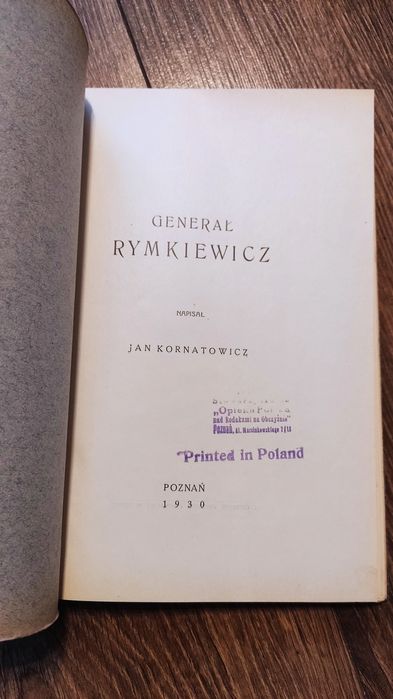 Generał Rymkiewicz — Jan Kornatowicz, Poznań 1930 — stan dobry+