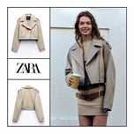 Косуха XS-S Zara байкерська бежева стильна жіноча куртка укорочена
