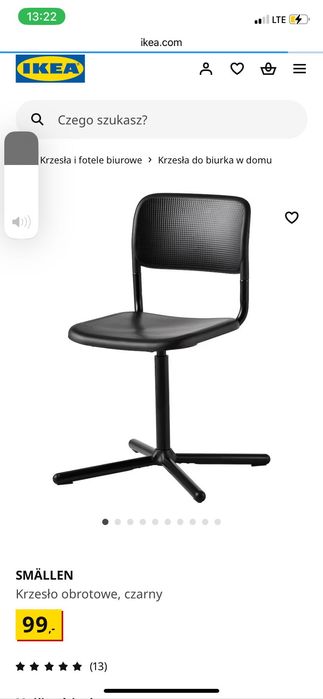 Krzesło obrotowe IKEA - Nowe. Z 99 zł na 60 zł.