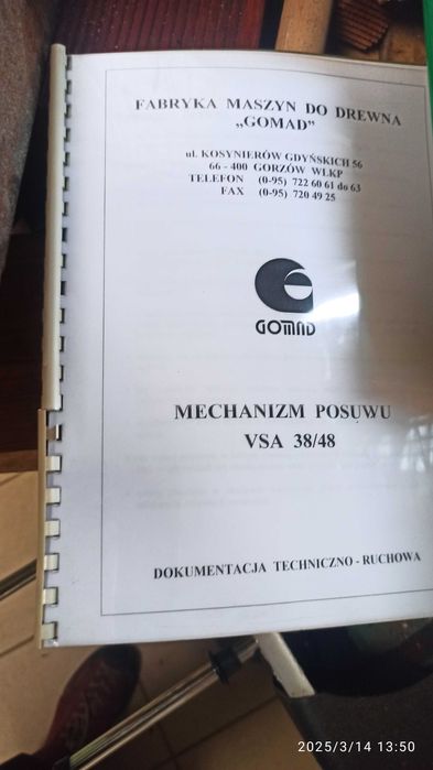 dokumentacja techniczna do maszyn gomad  gorzów