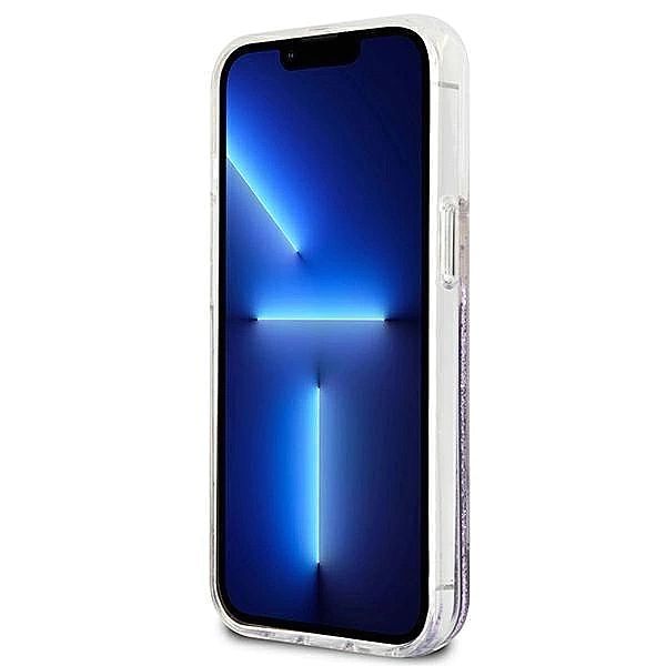 Etui Guess Flower Liquid Glitter na iPhone 13 mini - fioletowe