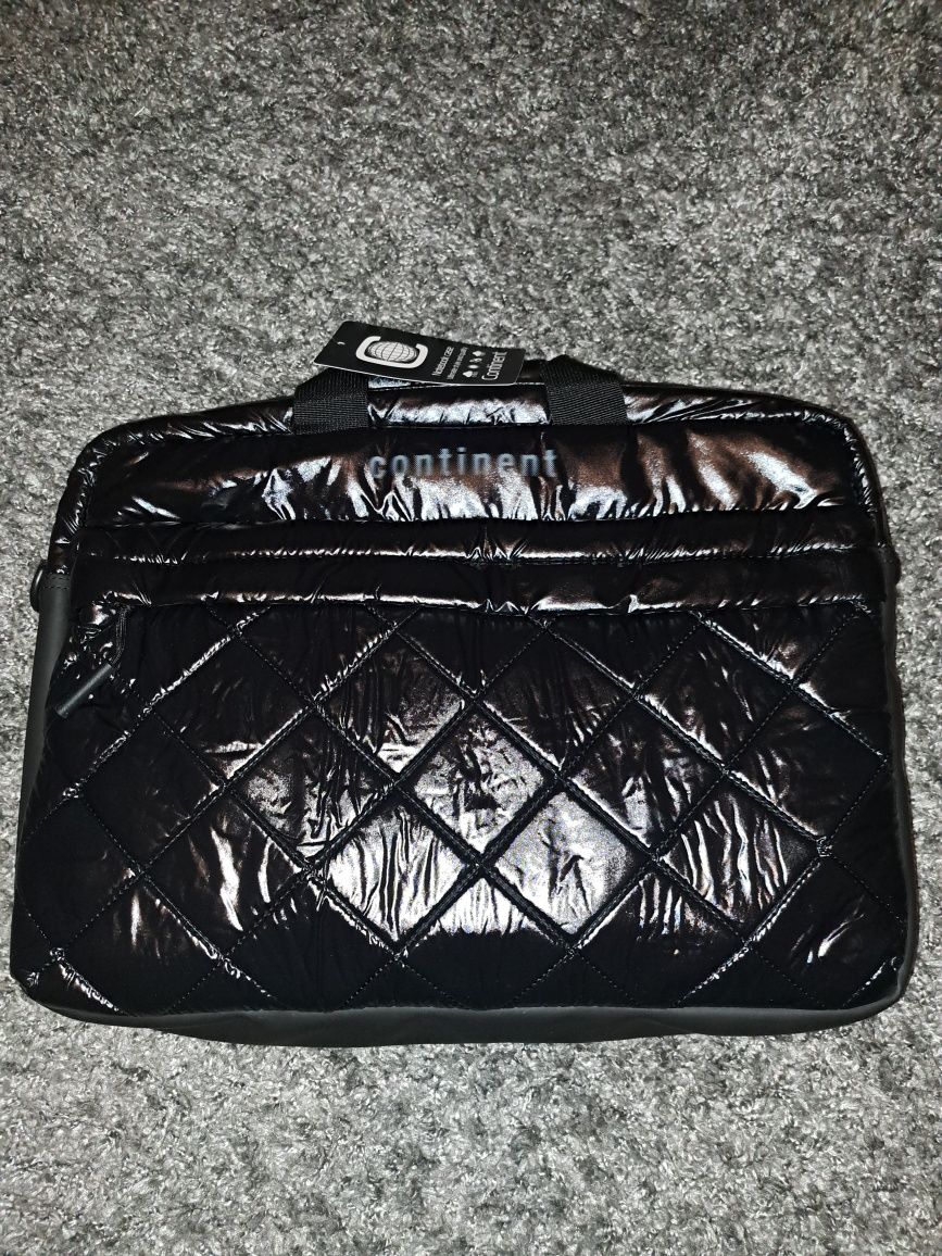 Torba na laptopa 15,6" damska śliczna czarna błysk