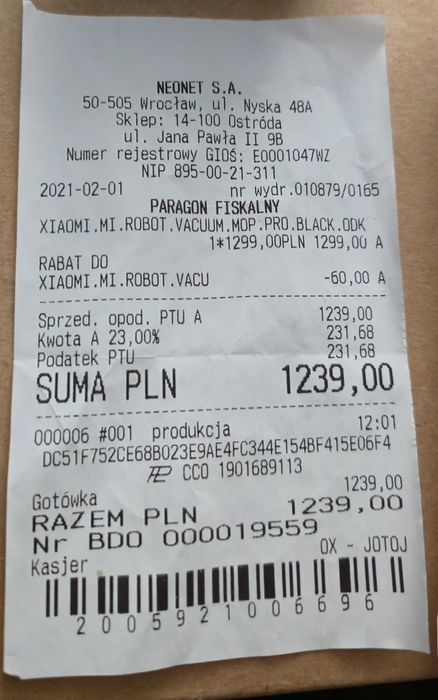 Robot Sprzątający mopujący Xiaomi Mi Robot Vacuum Mop Pro