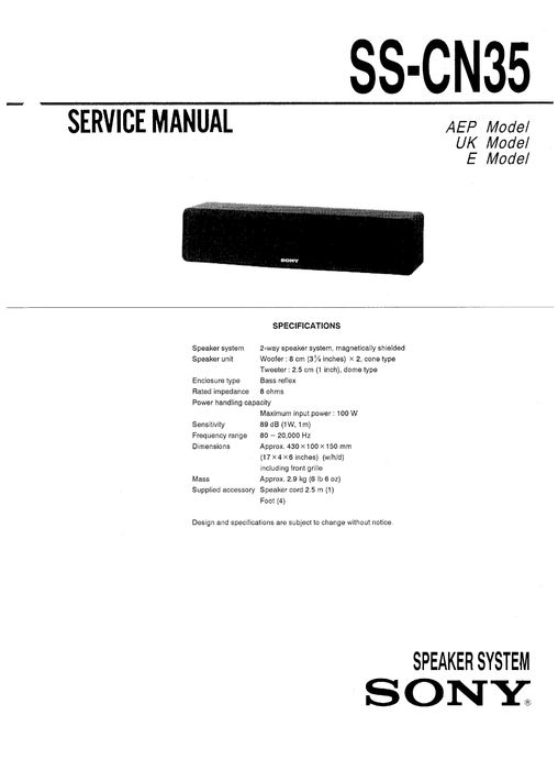 Coluna Central Sony SS-CN35