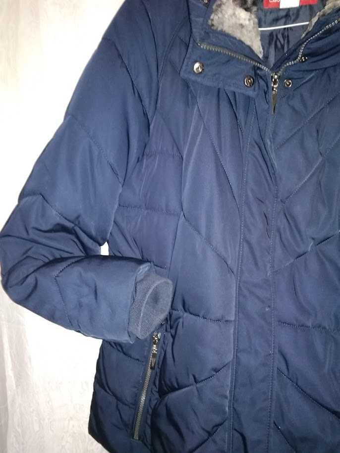 Куртка парка зимняя женская размер 48 тёмно-синяя