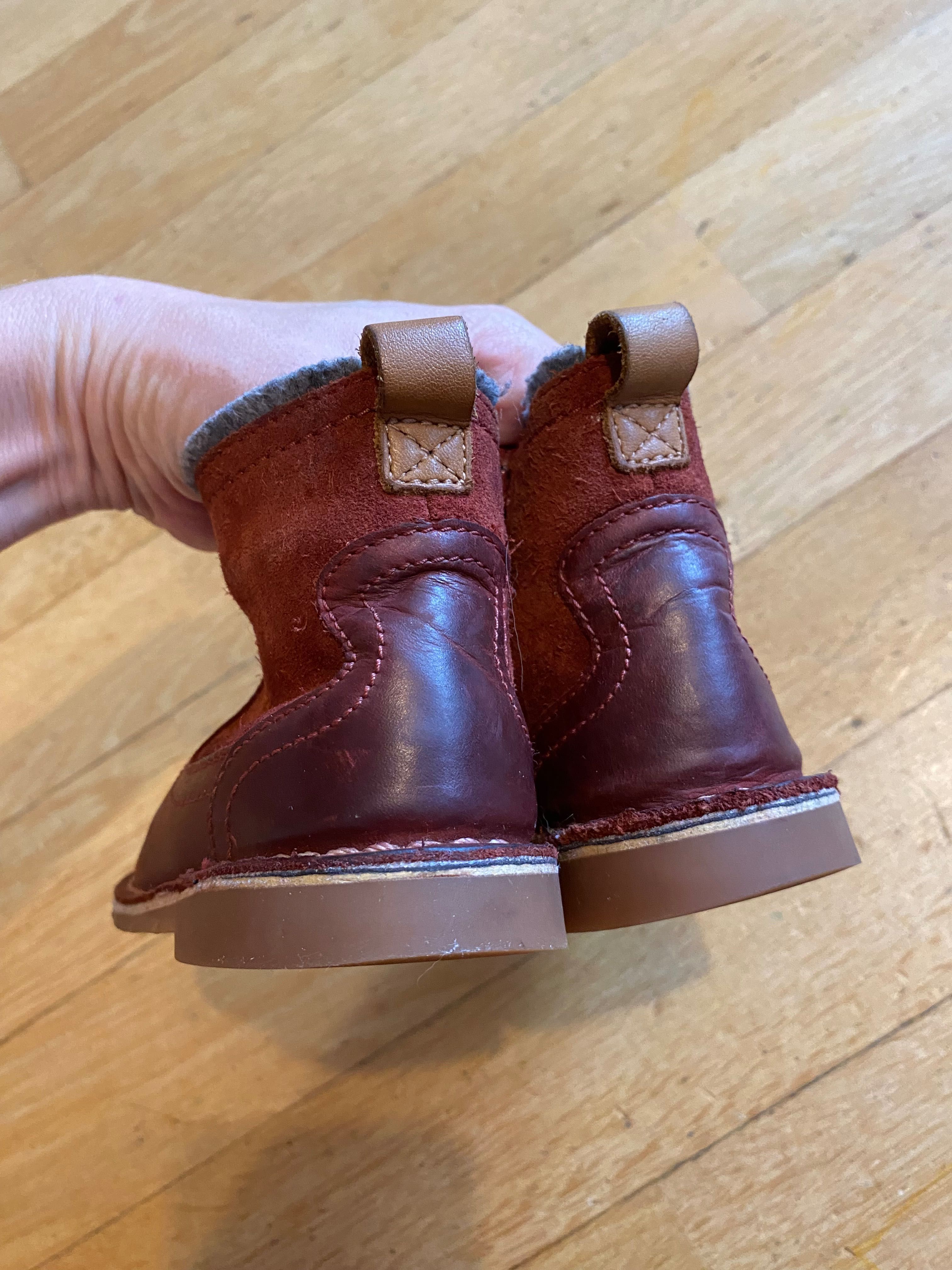 Botki buty clarks 21 chelsea burgundowe bordowe wkładka 13 cm skórzane