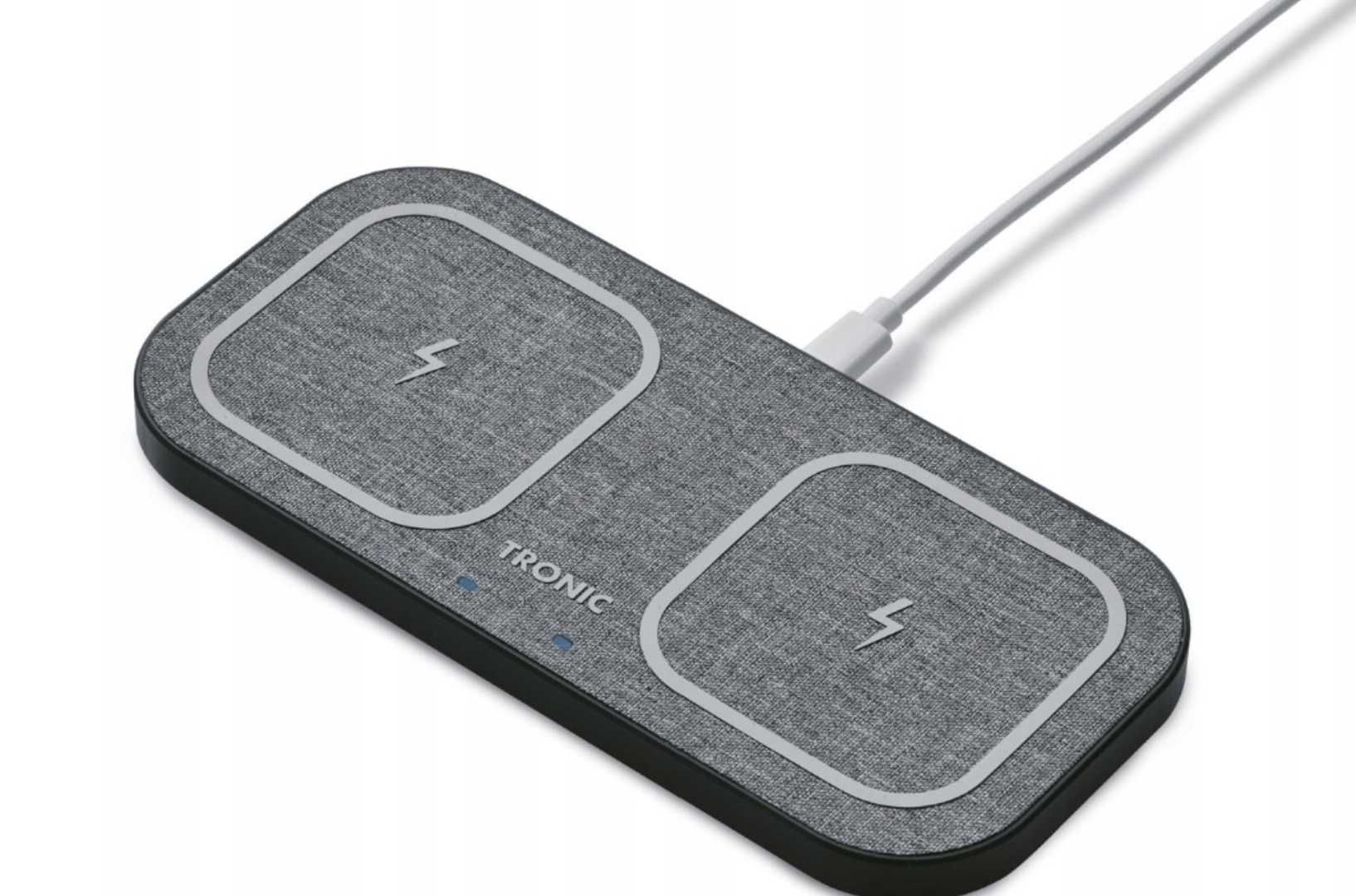 Ładowarka bezprzewodowa TRONIC Qi Podwójna szara