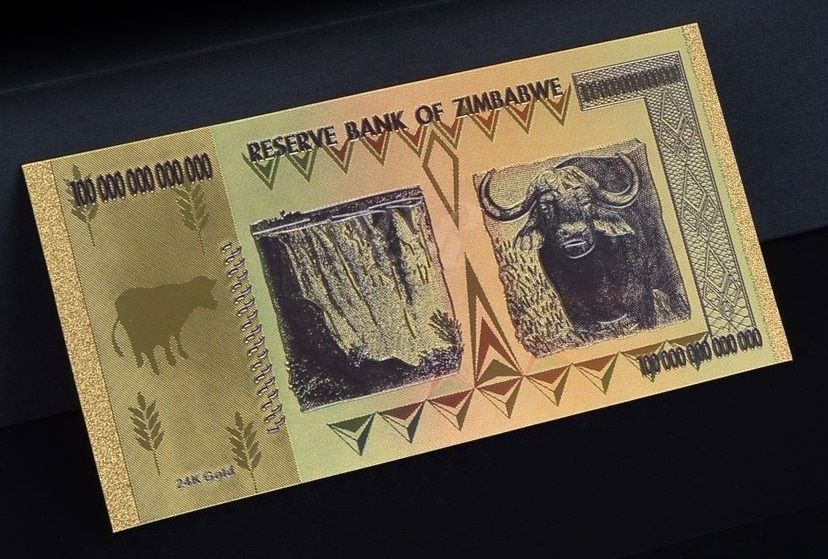 AFRYKA ZIMBABWE GOLD 100 Trillion Dollars - Banknot Kolekcjonerski UNC