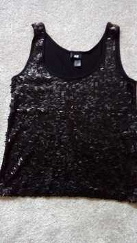 Top H&M czarny S 36 cekiny sylwester karnawał bluzka