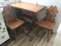 Stół i 3 krzesła kuchenne. Prl