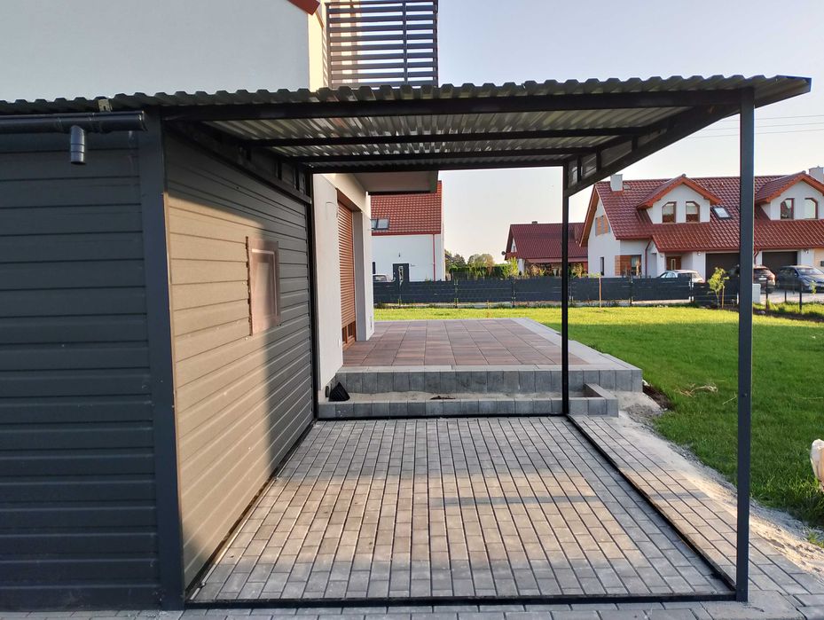 Garaż blaszany 6x5 plus 3m wiaty zabudowanej z tyłu. Profil ocynk