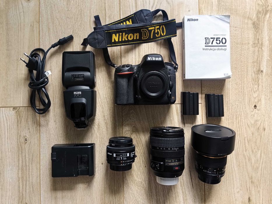 Aparat Nikon d750 + 3 obiektywy i 2 akumulatory