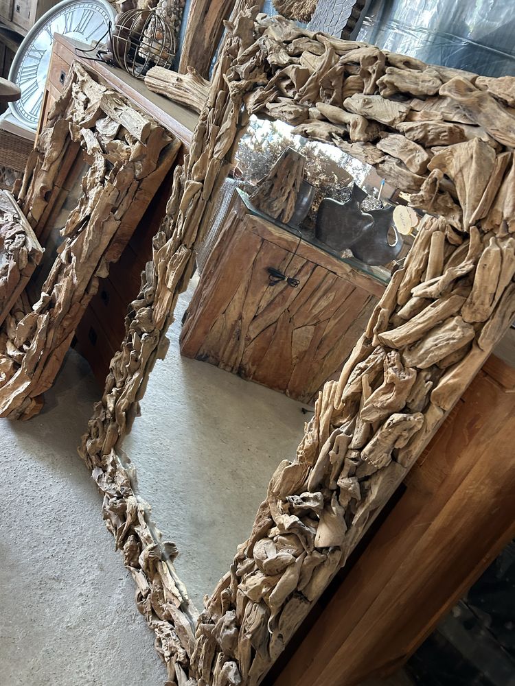 Lustro TEAK lite drewno rama z drewna egzotyczne