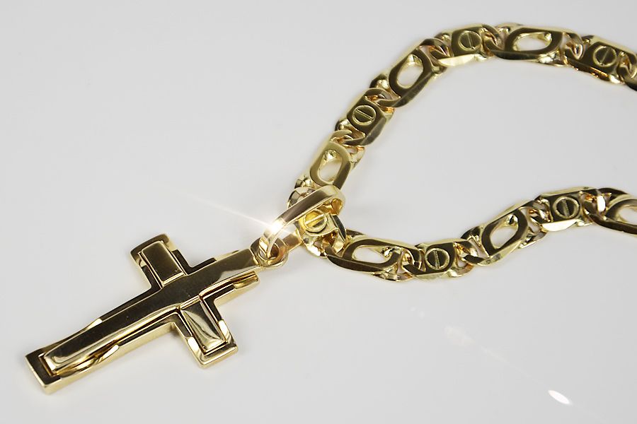 Złoty krzyżyk Katolicki z łańcuszkiem ctc095y&cc031y P