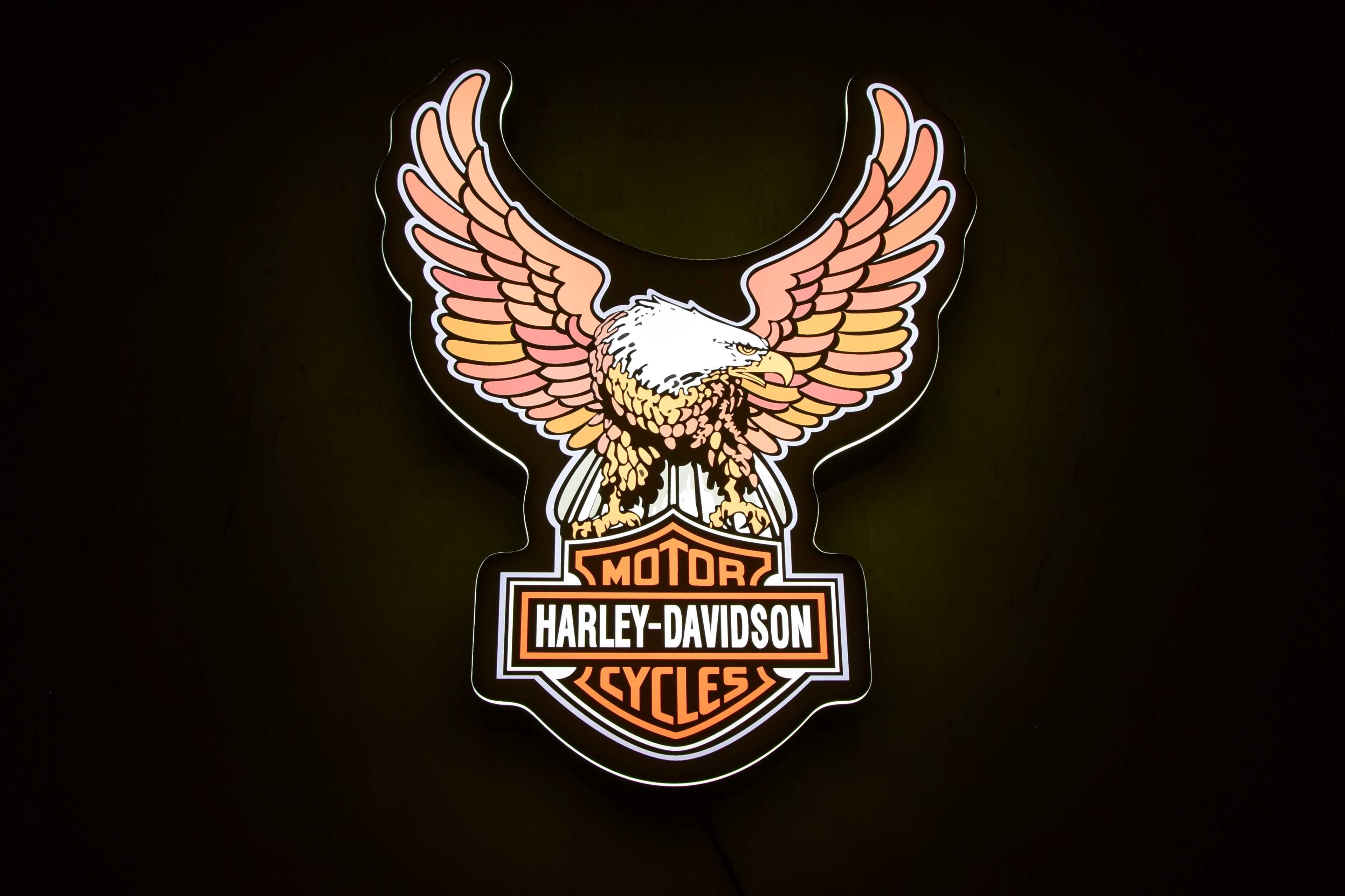 Neon LED Harley-Davidson, Emblemat, Znaczek, Symbol, LOGO, Prezent