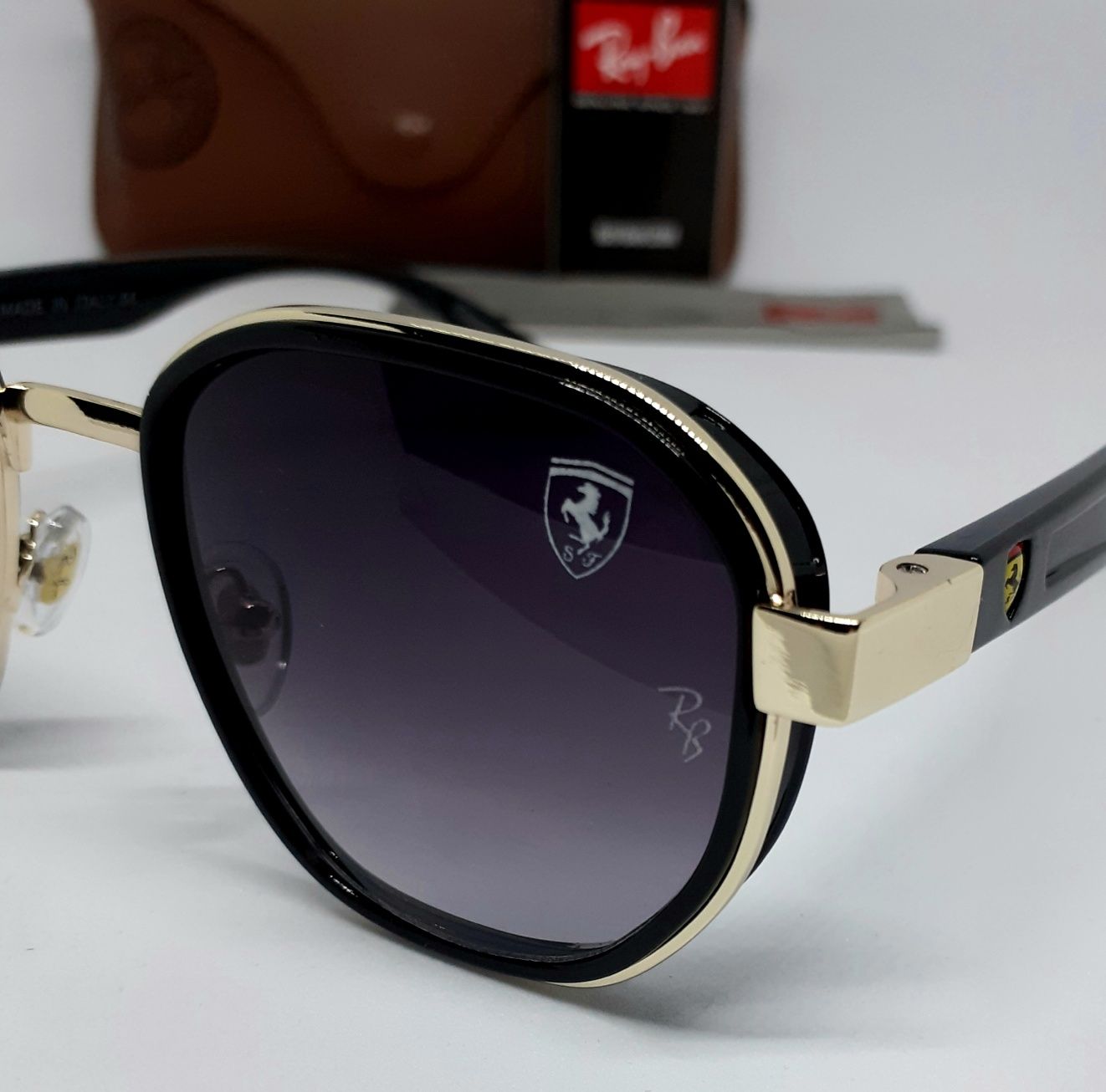 Ray Ban Ferrari очки  мужские серо фиолетовые  в золотой оправе