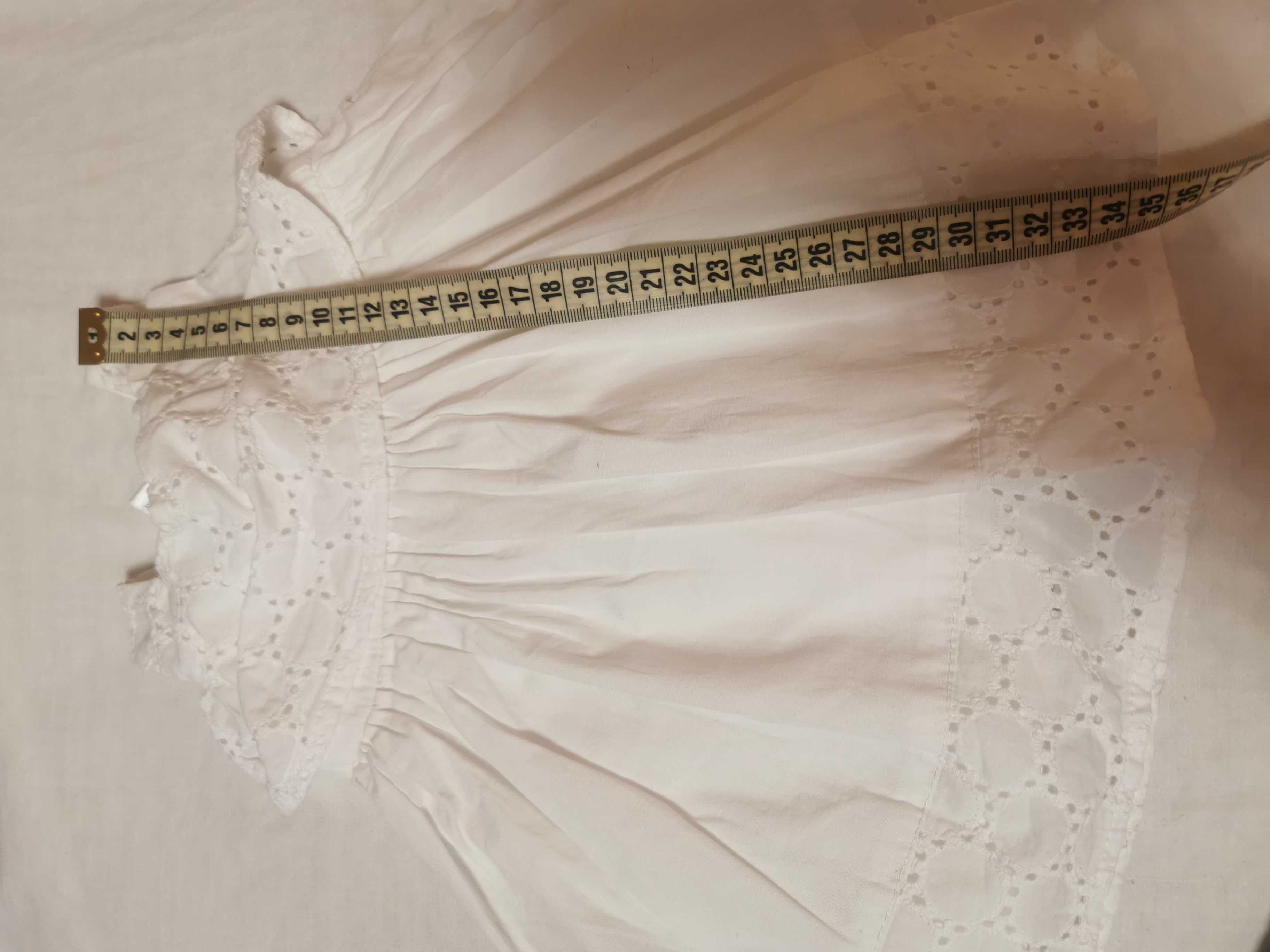Sukienka i bolerko haft azurowa biała chrzest okaidii 56/62