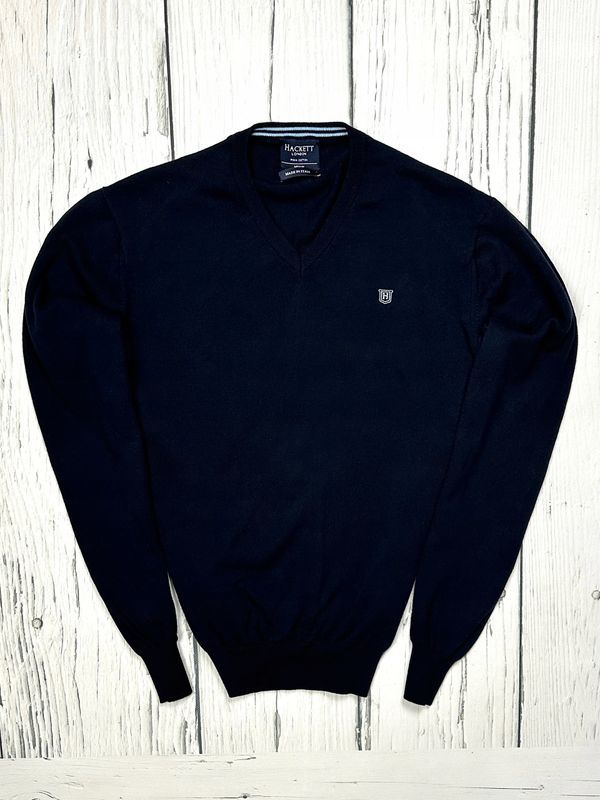 Hackett London Bawełniany Sweterek w Serek Męski 100% Pima Cotton Logo