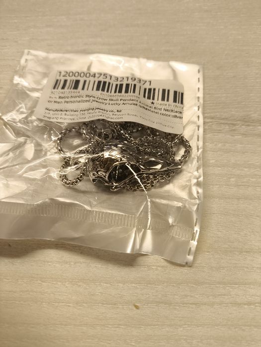 Gotycki naszyjnik „Czaszka Kruka”