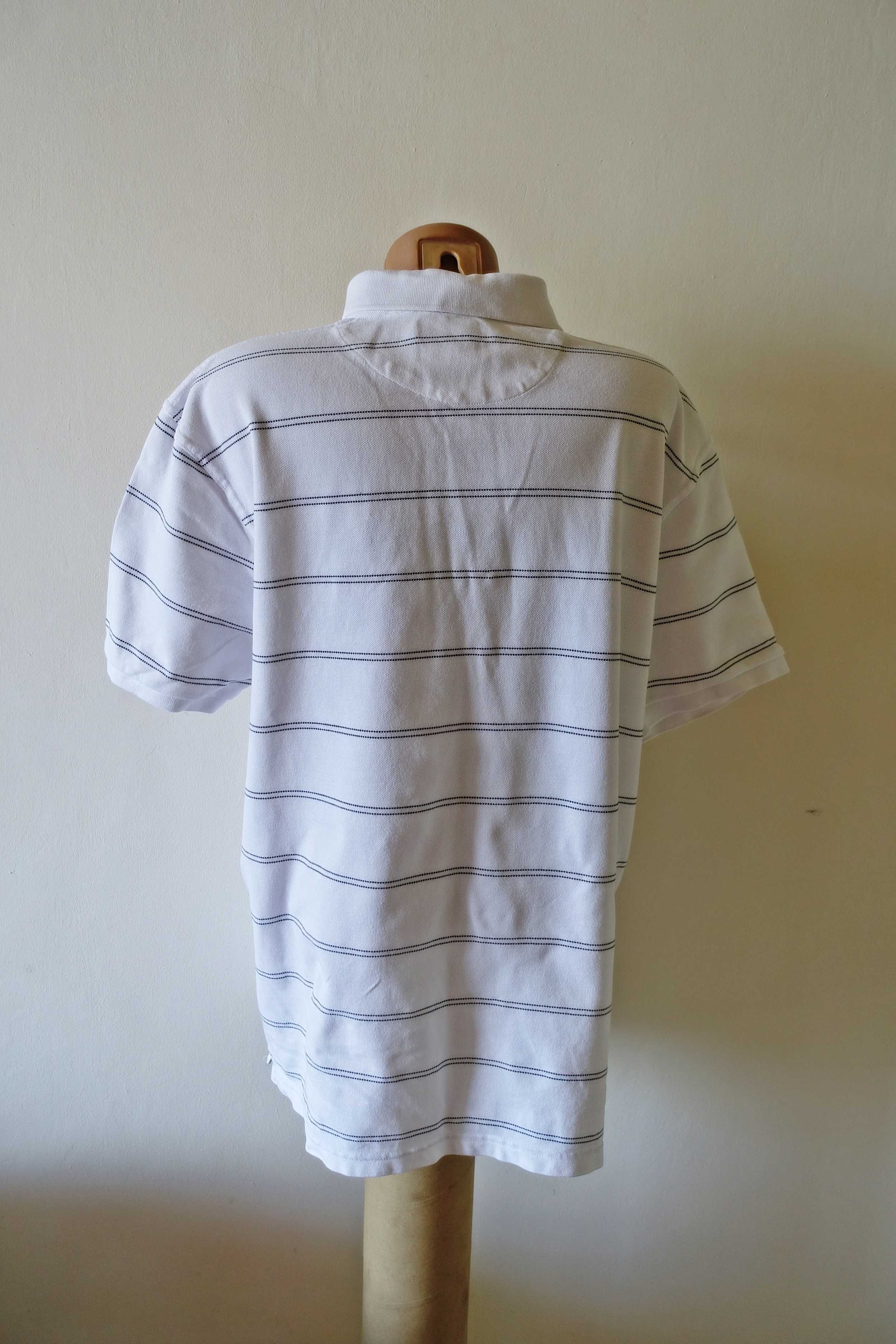 Polo koszulka męska biała z kolorowymi dodatkami rozmiar 2XL.