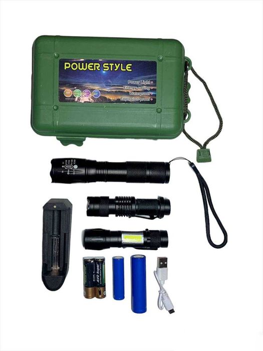 Набор тактических фонарей на аккумуляторах 3шт