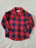 Zara 104 bawełniana koszula dla chłopca w kratę długi rękaw czerwony